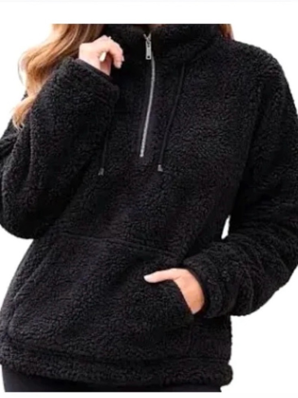 No Boundaries Black Sherpa Half-Zip Hoodie